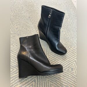 PRADA Leather Wedge Booties Boots